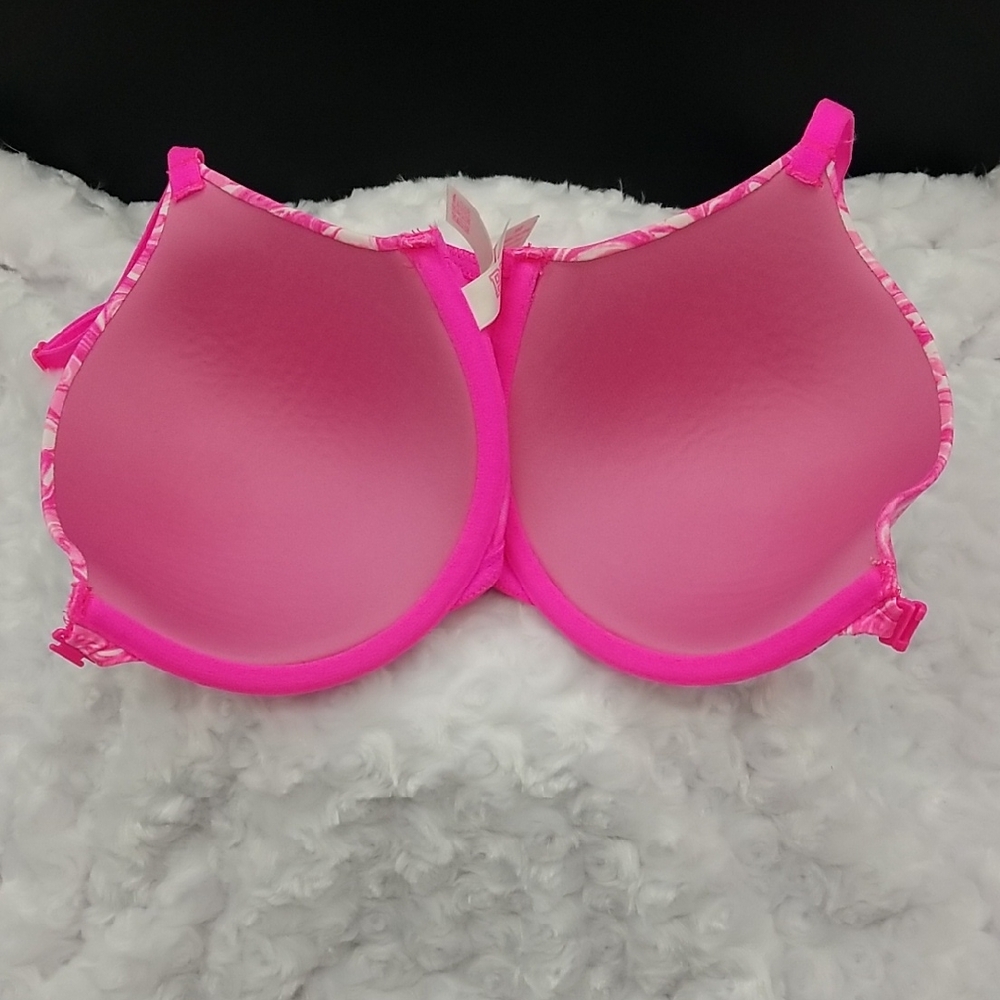 PINK Victoria's Secret 36D Pink and White Marble Swirl T-shirt Lightly Lined Bra - Picture 7 of 7